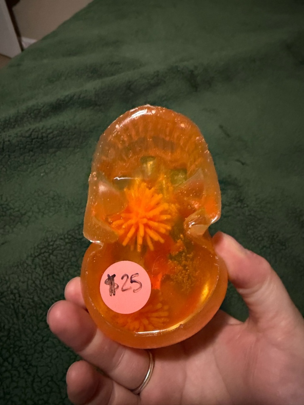 Resin Orange Translucent Skull Figurine - Picture 3 of 3
